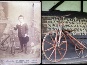LOT 09 1886 BOYS’ WOODEN VELOCIPEDE (W.A HEATH PATENT)